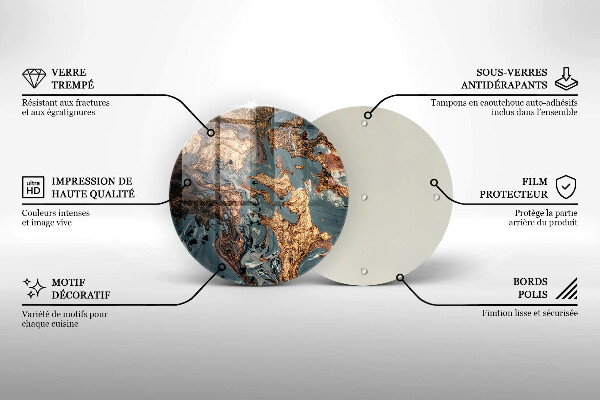 Deska kuchenna szklana Ozdobna skała ze złotem