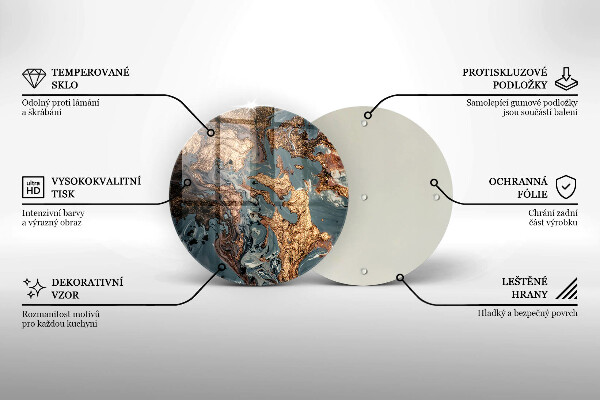 Deska kuchenna szklana Ozdobna skała ze złotem