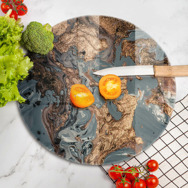 Deska kuchenna szklana Ozdobna skała ze złotem