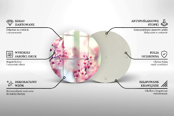 Deska kuchenna szklana Wiosenne różowe kwiaty