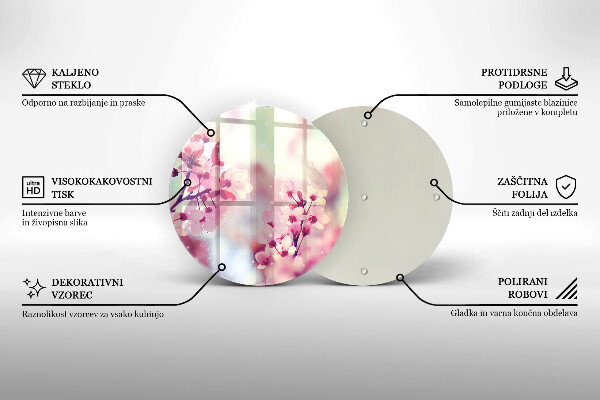 Deska kuchenna szklana Wiosenne różowe kwiaty