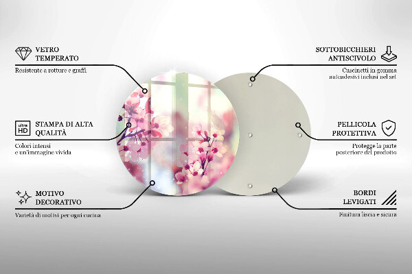 Deska kuchenna szklana Wiosenne różowe kwiaty
