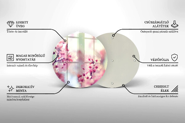 Deska kuchenna szklana Wiosenne różowe kwiaty