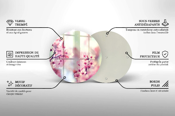 Deska kuchenna szklana Wiosenne różowe kwiaty