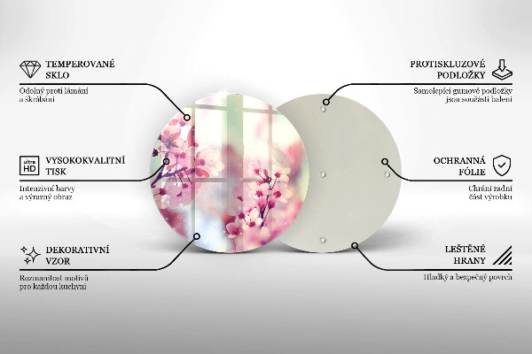 Deska kuchenna szklana Wiosenne różowe kwiaty