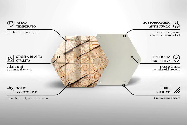 Deska szklana do kuchni Drewniane kwadraty