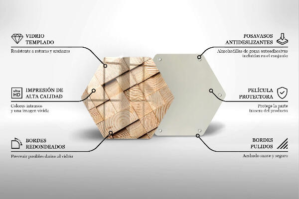 Deska szklana do kuchni Drewniane kwadraty