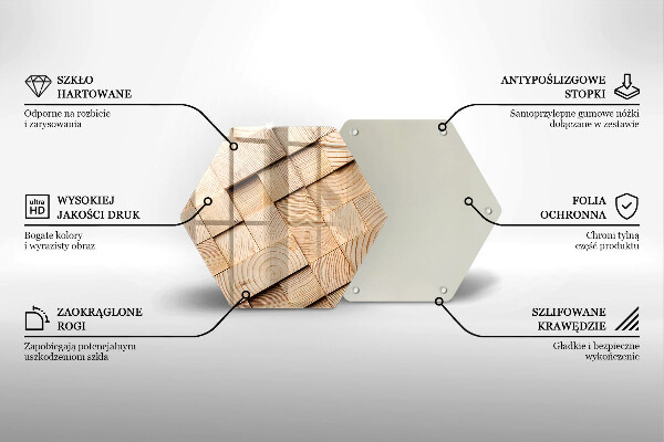 Deska szklana do kuchni Drewniane kwadraty