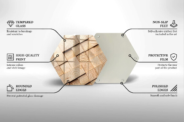 Deska szklana do kuchni Drewniane kwadraty