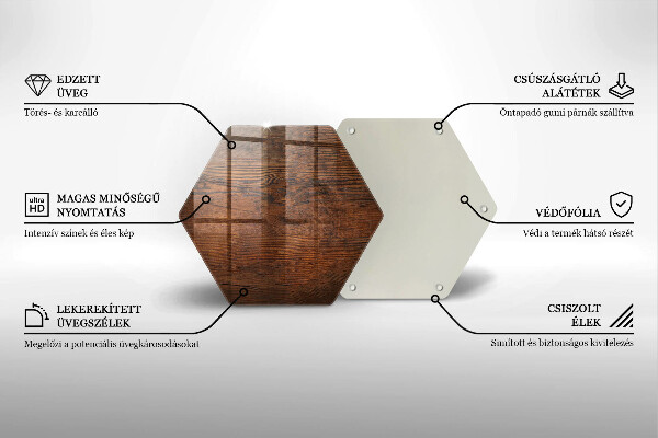 Deska szklana do kuchni Ciemne drewno deska