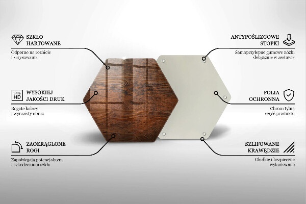 Deska szklana do kuchni Ciemne drewno deska