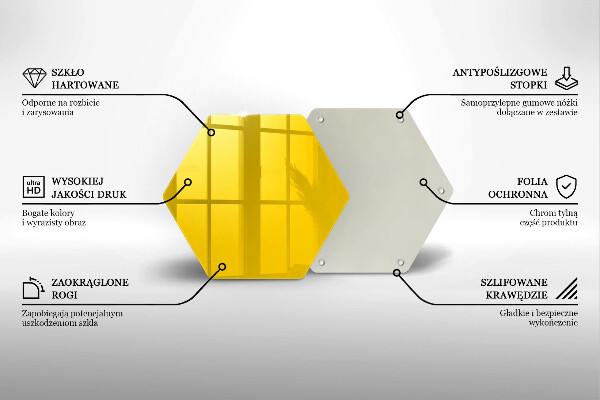 Deska szklana kuchenna Kolor żółty