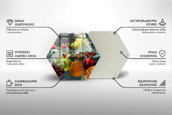 Deska szklana do kuchni Soczyste owoce w wodzie