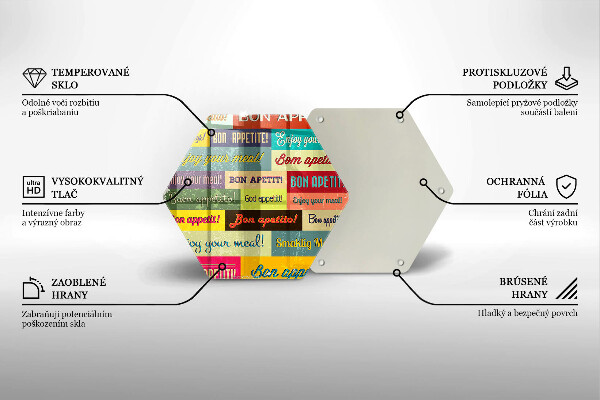 Deska szklana do kuchni Napisy Smacznego języki