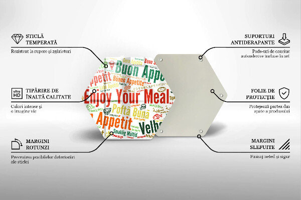 Deska szklana do kuchni Napisy Smacznego języki