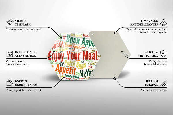 Deska szklana do kuchni Napisy Smacznego języki