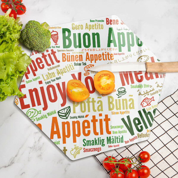 Deska szklana do kuchni Napisy Smacznego języki