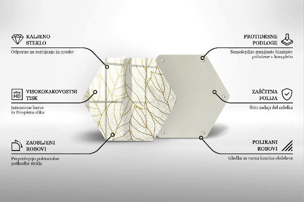 Deska szklana do kuchni Wzór line-art liście