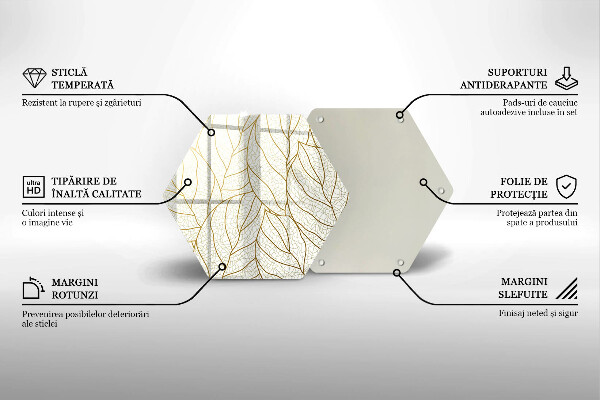 Deska szklana do kuchni Wzór line-art liście