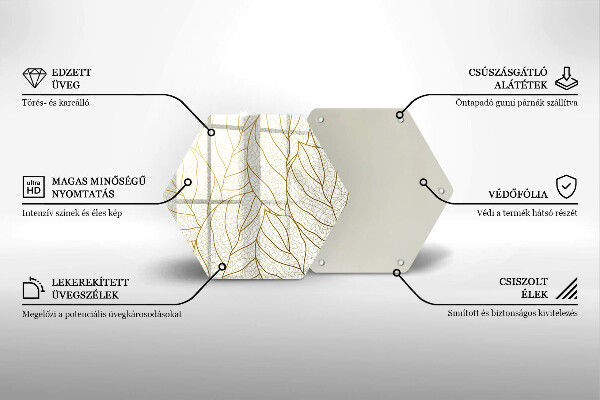 Deska szklana do kuchni Wzór line-art liście