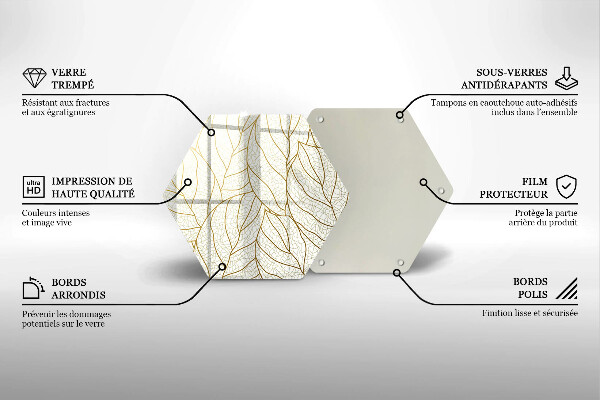 Deska szklana do kuchni Wzór line-art liście