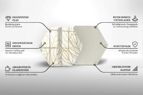 Deska szklana do kuchni Wzór line-art liście