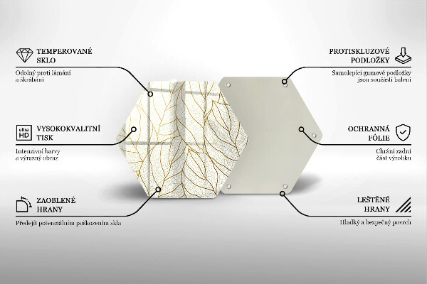 Deska szklana do kuchni Wzór line-art liście