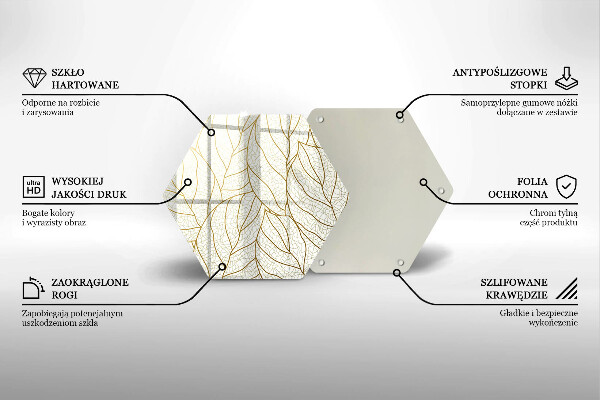 Deska szklana do kuchni Wzór line-art liście
