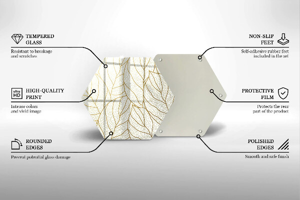Deska szklana do kuchni Wzór line-art liście