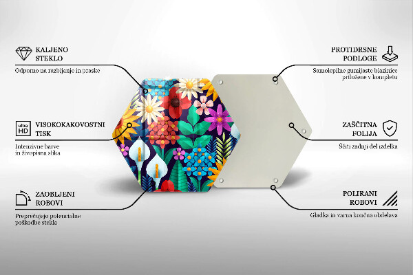 Deska szklana do kuchni Ilustracja łąka kwiaty
