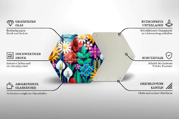 Deska szklana do kuchni Ilustracja łąka kwiaty