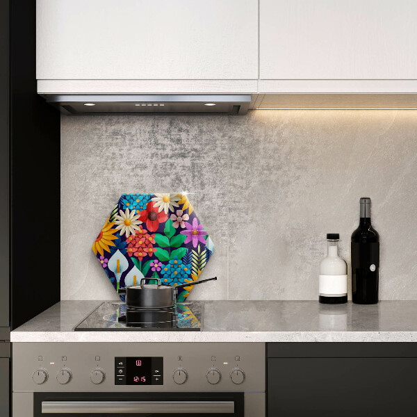 Deska szklana do kuchni Ilustracja łąka kwiaty