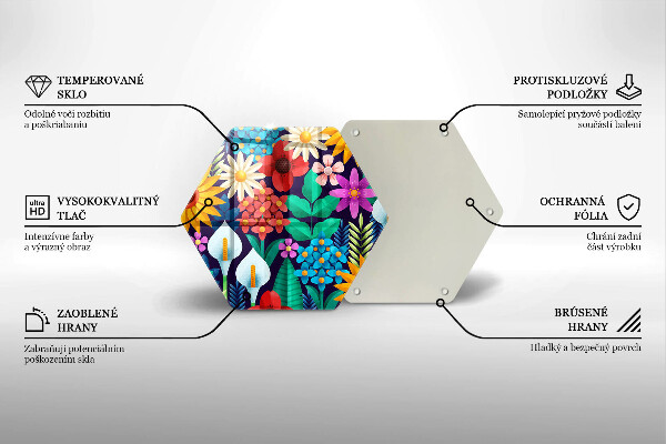 Deska szklana do kuchni Ilustracja łąka kwiaty