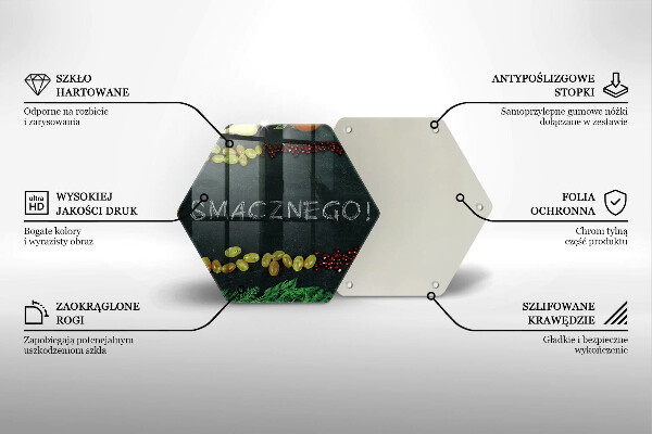 Deska szklana do kuchni Napis Smacznego!