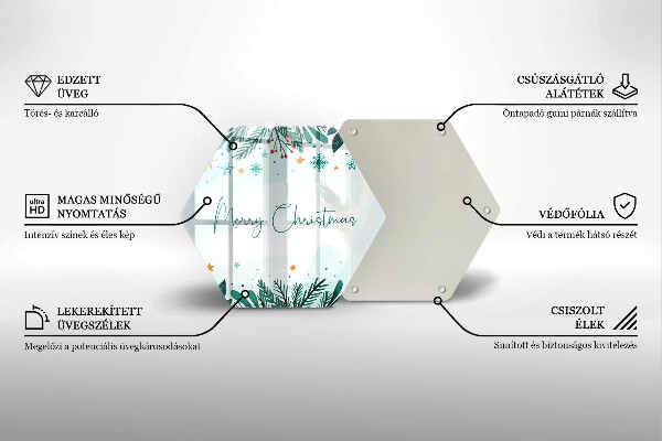 Deska szklana do kuchni Napis Merry Christmas