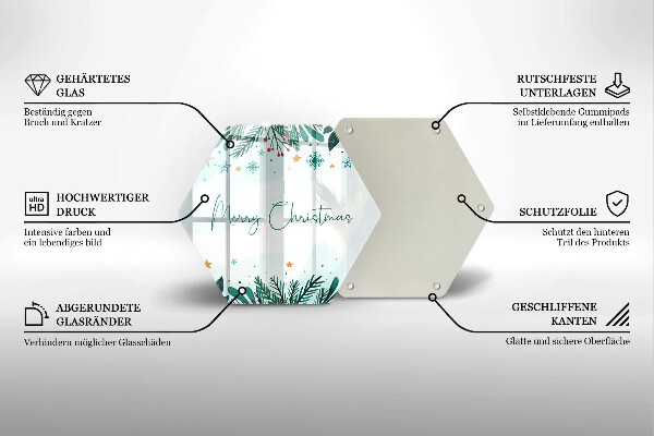 Deska szklana do kuchni Napis Merry Christmas