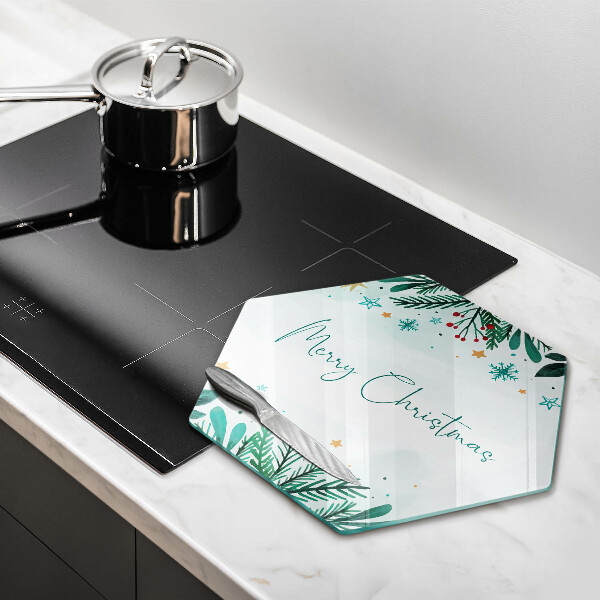 Deska szklana do kuchni Napis Merry Christmas