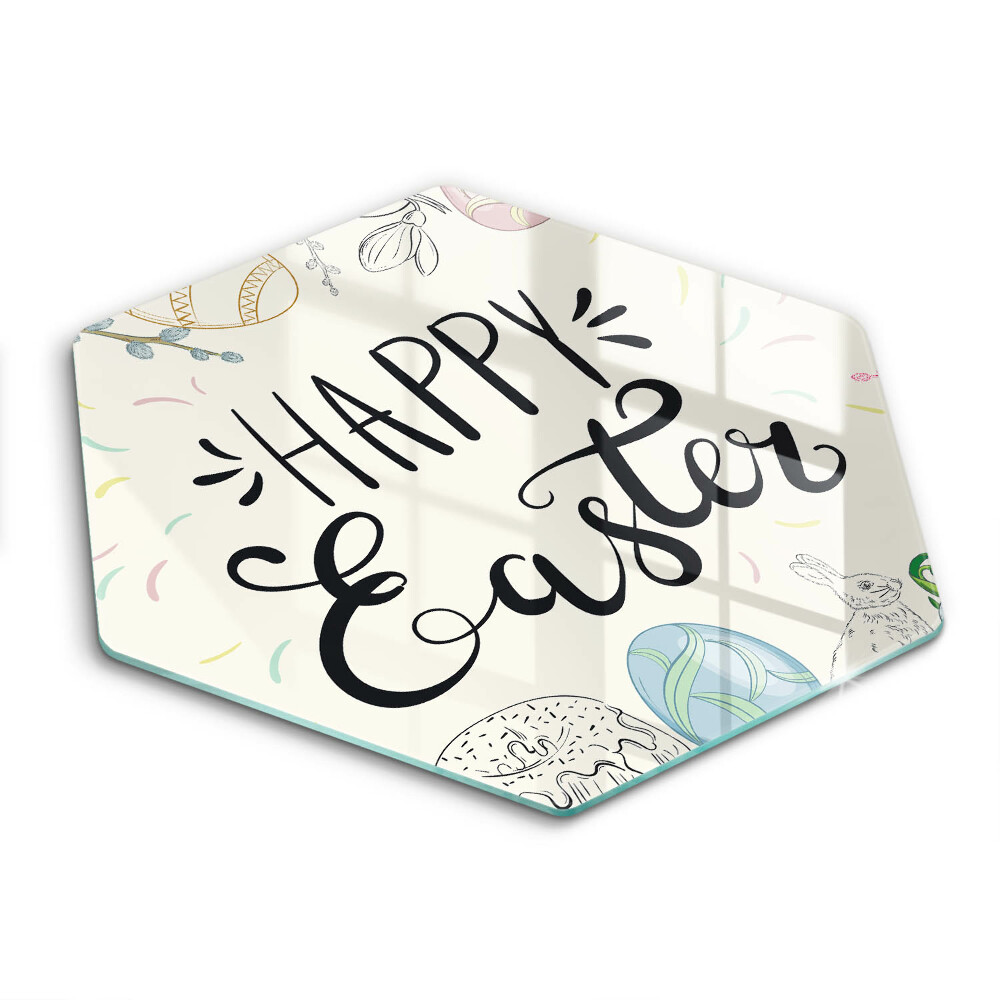 Deska szklana do kuchni Napis Happy Easter