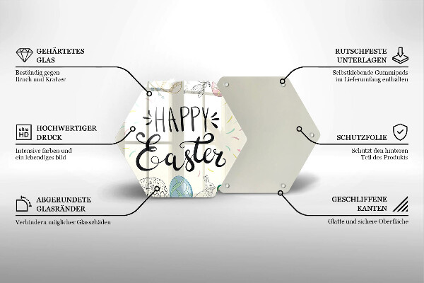 Deska szklana do kuchni Napis Happy Easter