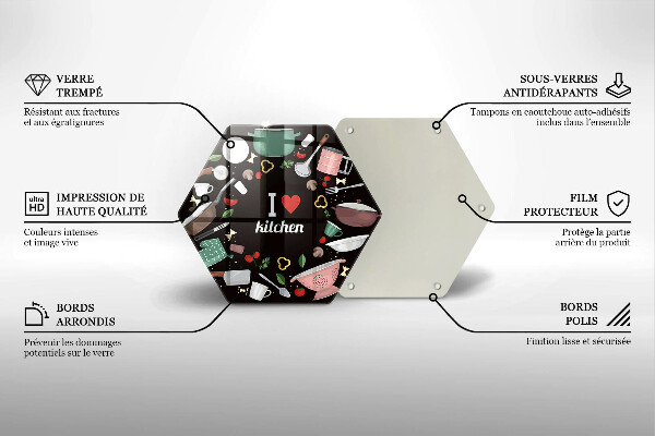 Deska szklana do kuchni Ilustracja I love kitchen
