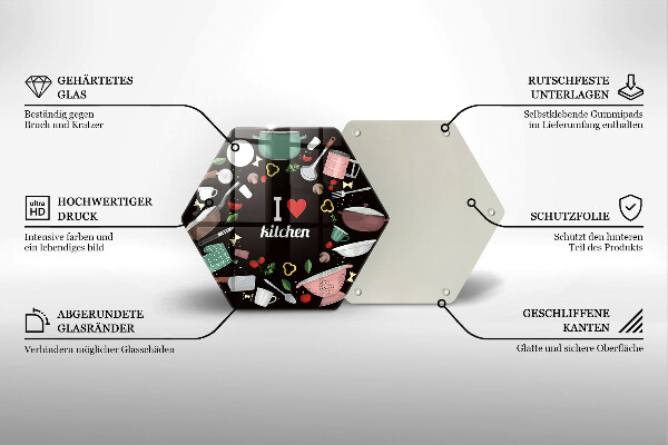 Deska szklana do kuchni Ilustracja I love kitchen