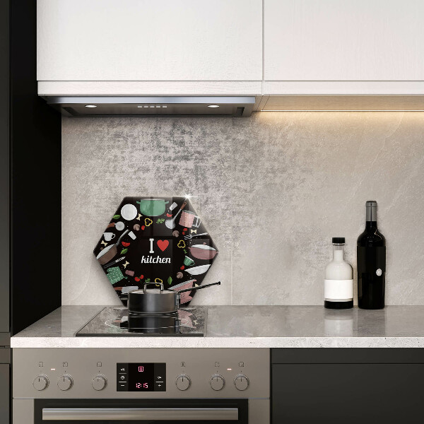 Deska szklana do kuchni Ilustracja I love kitchen