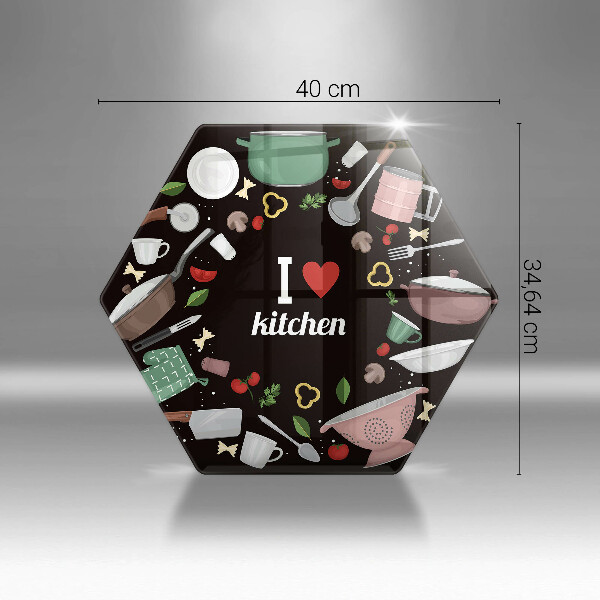 Deska szklana do kuchni Ilustracja I love kitchen