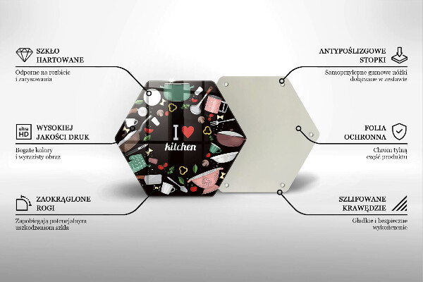 Deska szklana do kuchni Ilustracja I love kitchen