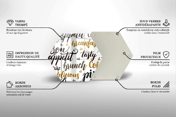 Deska szklana do kuchni Napisy Bon appetit