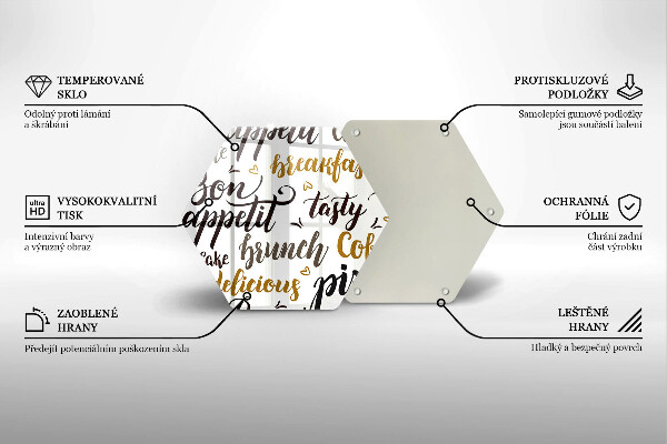 Deska szklana do kuchni Napisy Bon appetit