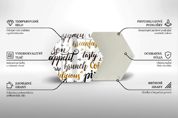 Deska szklana do kuchni Napisy Bon appetit