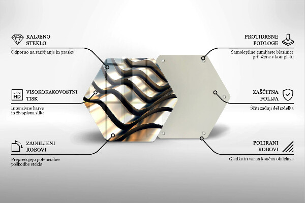 Deska szklana do kuchni Metalowe kształty 3D