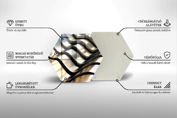 Deska szklana do kuchni Metalowe kształty 3D