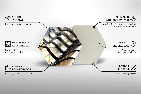 Deska szklana do kuchni Metalowe kształty 3D